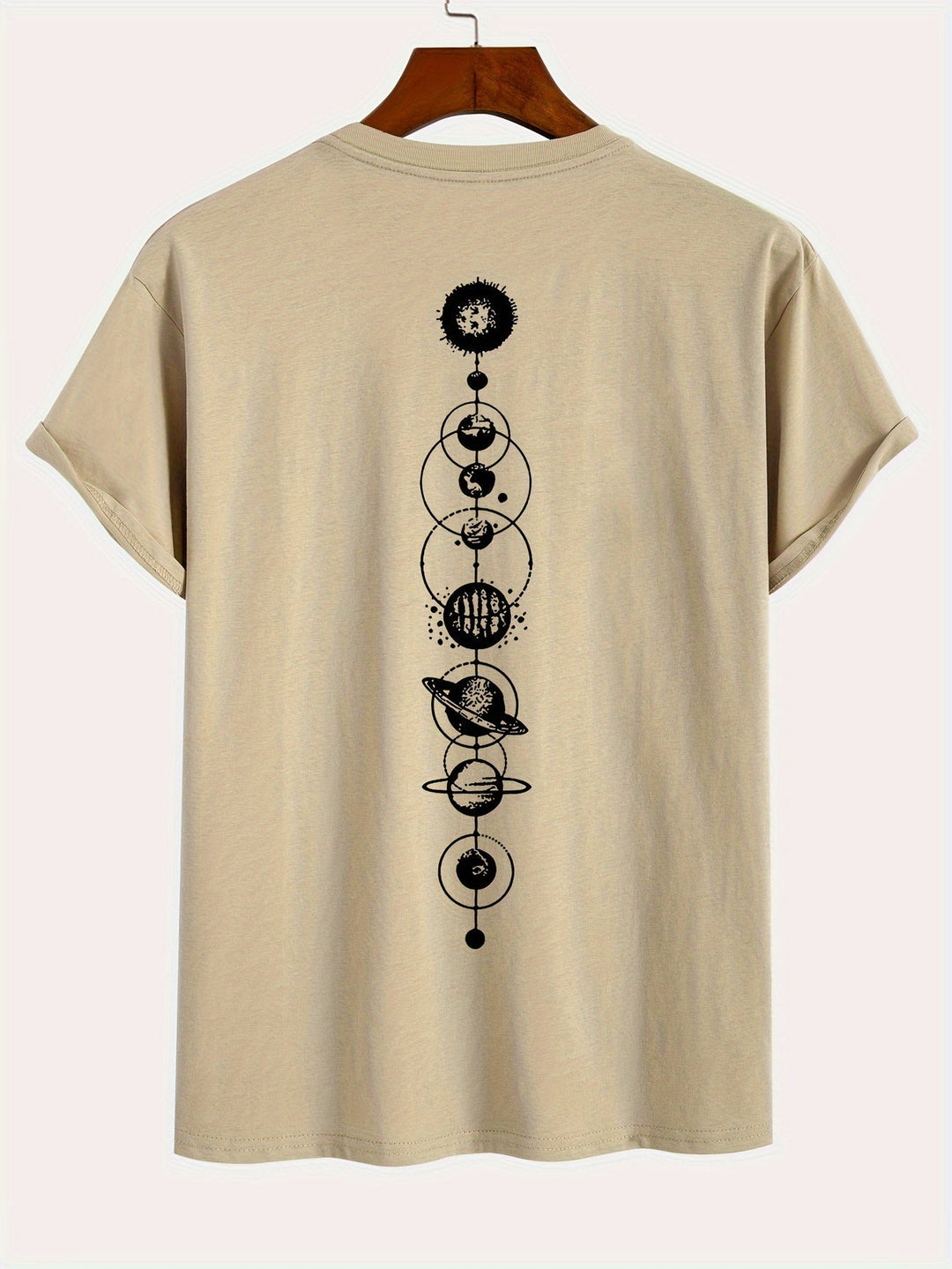 Levoire | T-Shirt Pour Hommes Rento Avec Imprimé Planètes En 100% Coton Abricot
