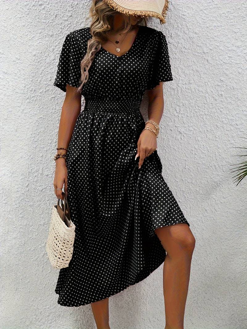Levoire | Robe Courte À Manches Courtes À Imprimé Intégral Pour Le Printemps Et L'Été