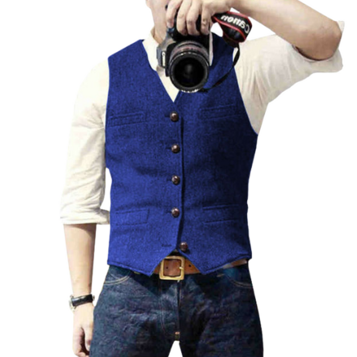 Levoire | Gilet élégant pour hommes en look denim Bleu