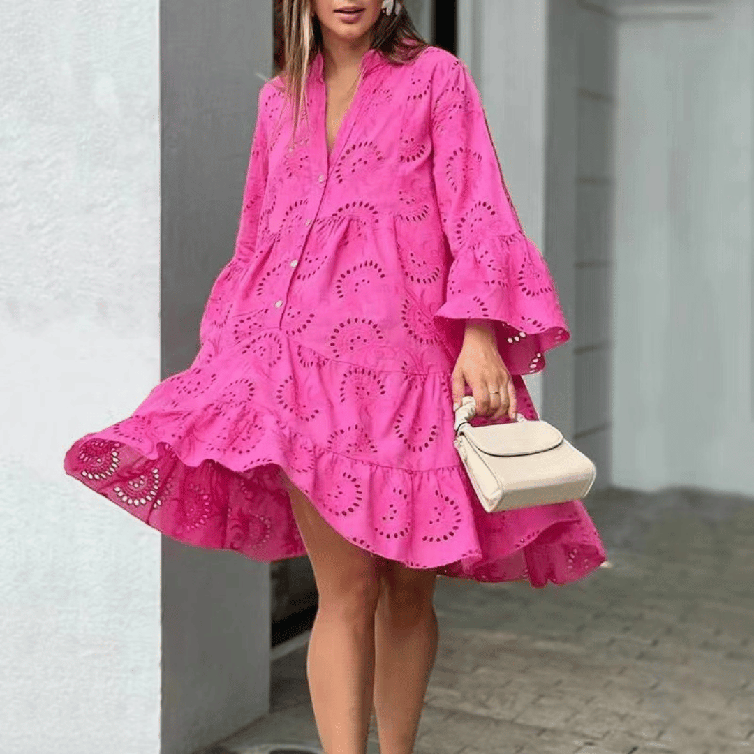 Levoire | Robe Élégante Brodée Fuchsia