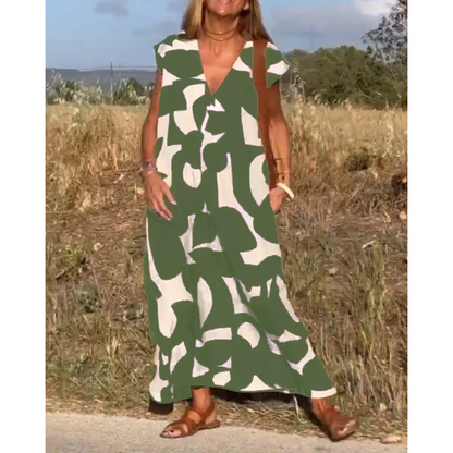 Levoire | Robe Midi À Col V Pour Femmes Vert