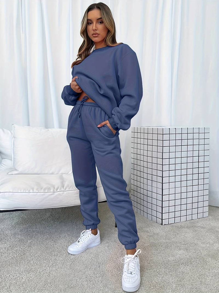 Levoire | Haut à manches longues et pantalon ensemble à deux pièces Bleu foncé