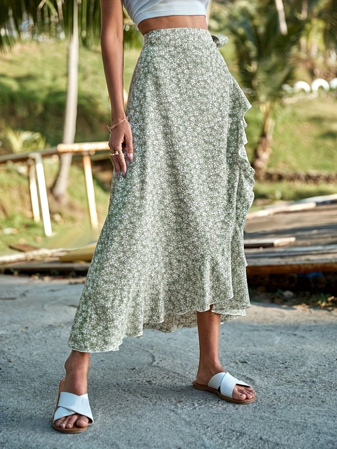 Levoire | Robe Qui S'Enroule Avec Un Motif Floral Et Des Volants