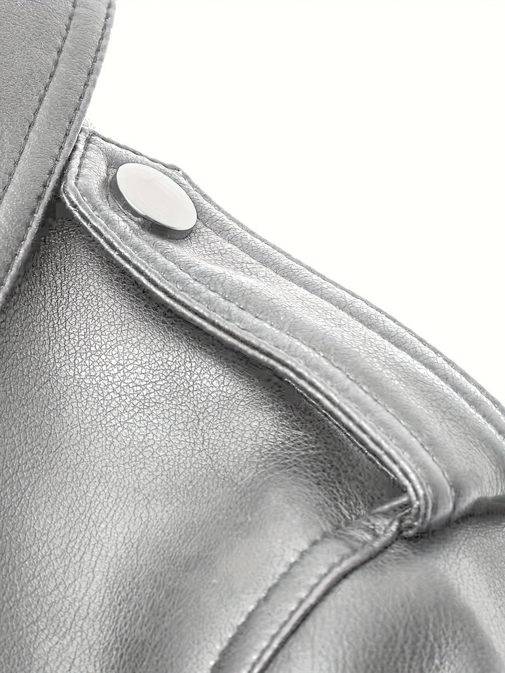 Levoire | Veste En Simili-Cuir Cropped Avec Zip Et Manches Longues