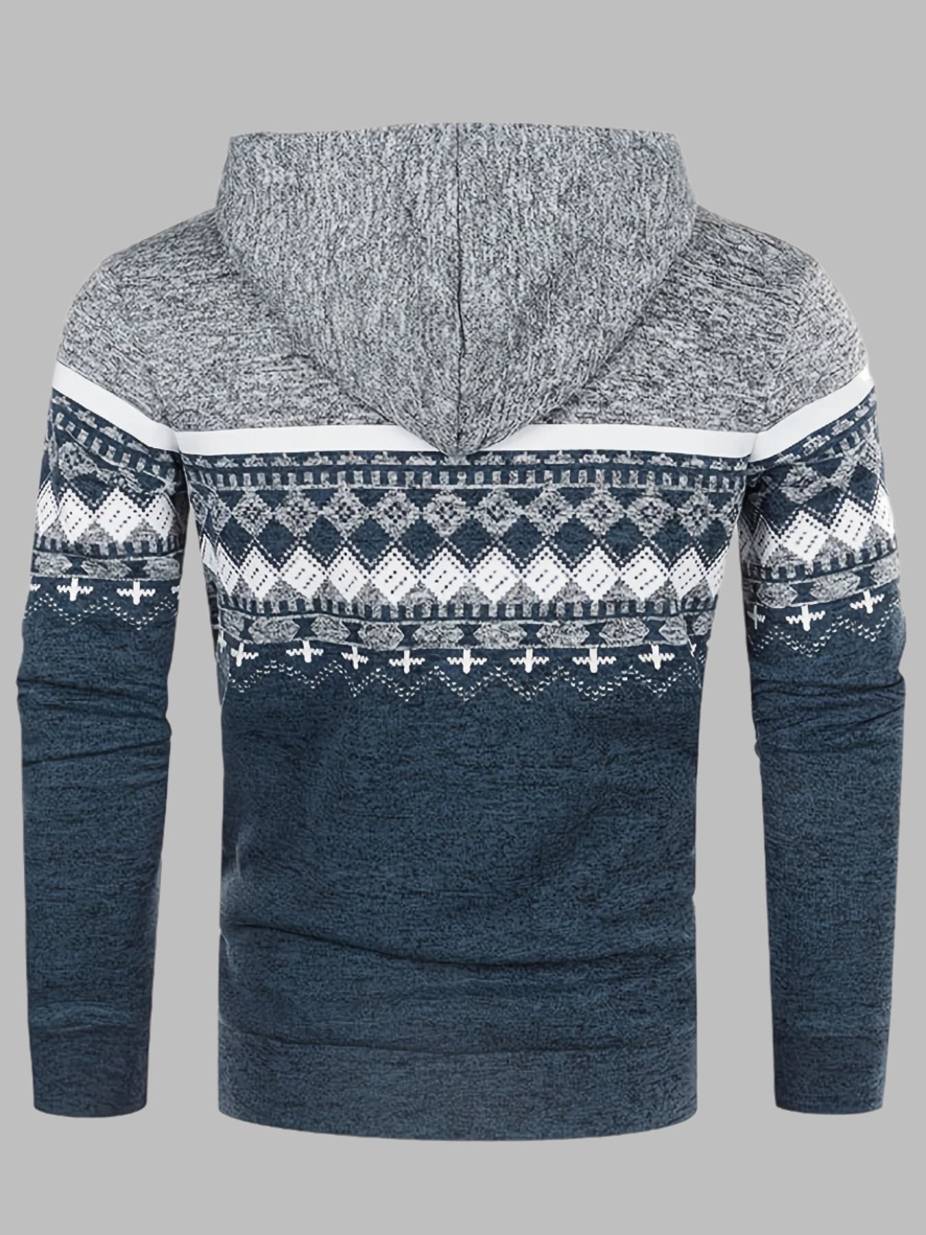 Levoire | Pull À Capuche Pour Hommes Avec Motif Tricot Norvégien Et Fermeture Éclair