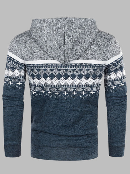 Levoire | Pull À Capuche Pour Hommes Avec Motif Tricot Norvégien Et Fermeture Éclair