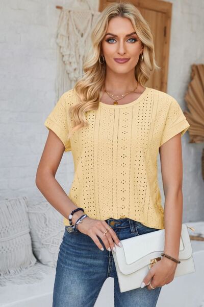 Levoire | Motif De Violon Loimuku Pyöreäkaulainen T-Shirt À Manches Courtes Jaune