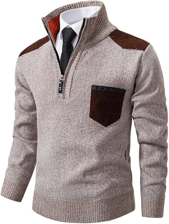 Levoire | Pull Zippé Élégant En Tricot Fin Beige