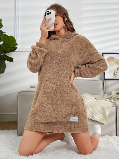 Levoire | Pull À Capuche En Teddy Chaud D'Automne Pour Femmes Braun