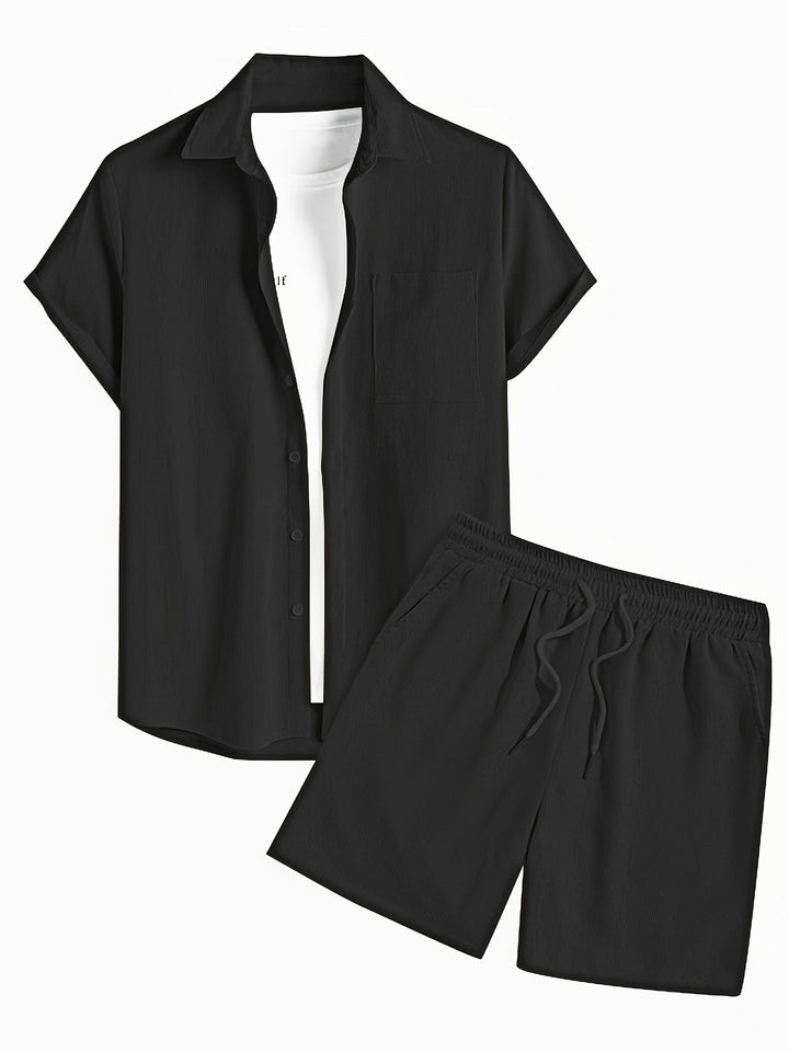 Levoire | Ensemble D'Été Uni Avec T-Shirt Et Short Noir