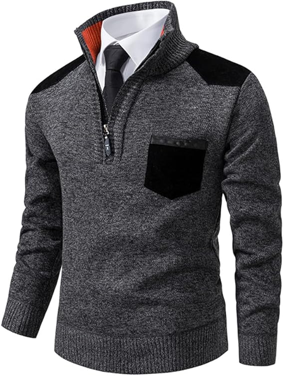 Levoire | Pull Zippé Élégant En Tricot Fin Gris foncé