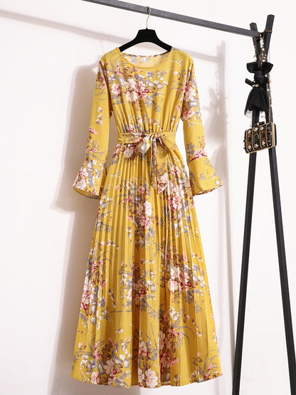 Levoire | Robe Maxi À Motifs Floraux Et À Manches Longues Curcuma
