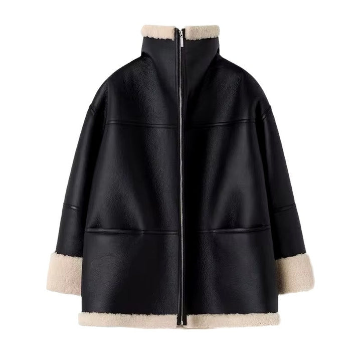 Levoire | Grande Taille Veste En Cuir Avec Doublure En Shearling