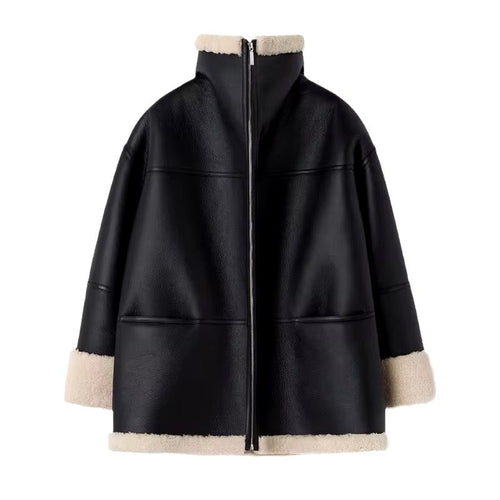 Levoire | Grande Taille Veste En Cuir Avec Doublure En Shearling