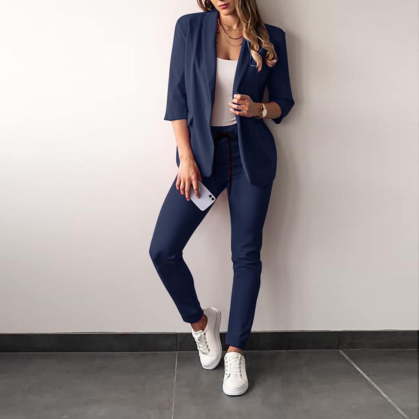 Levoire | Blazer With Notched Collar And Slim Pants In A Two Piece Set Gris d'avoine