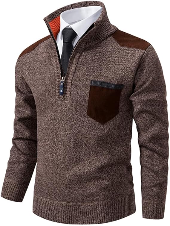 Levoire | Pull Zippé Élégant En Tricot Fin Braun