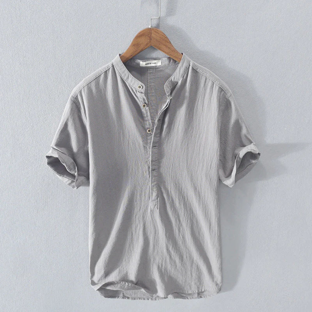 Levoire | Chemise D'Été Pour Hommes À Col Montant Gris