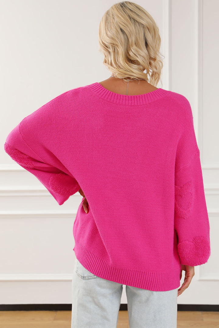 Levoire | Rosa Pull En Tricot Avec Détails Cœur En Perles Pour Femmes