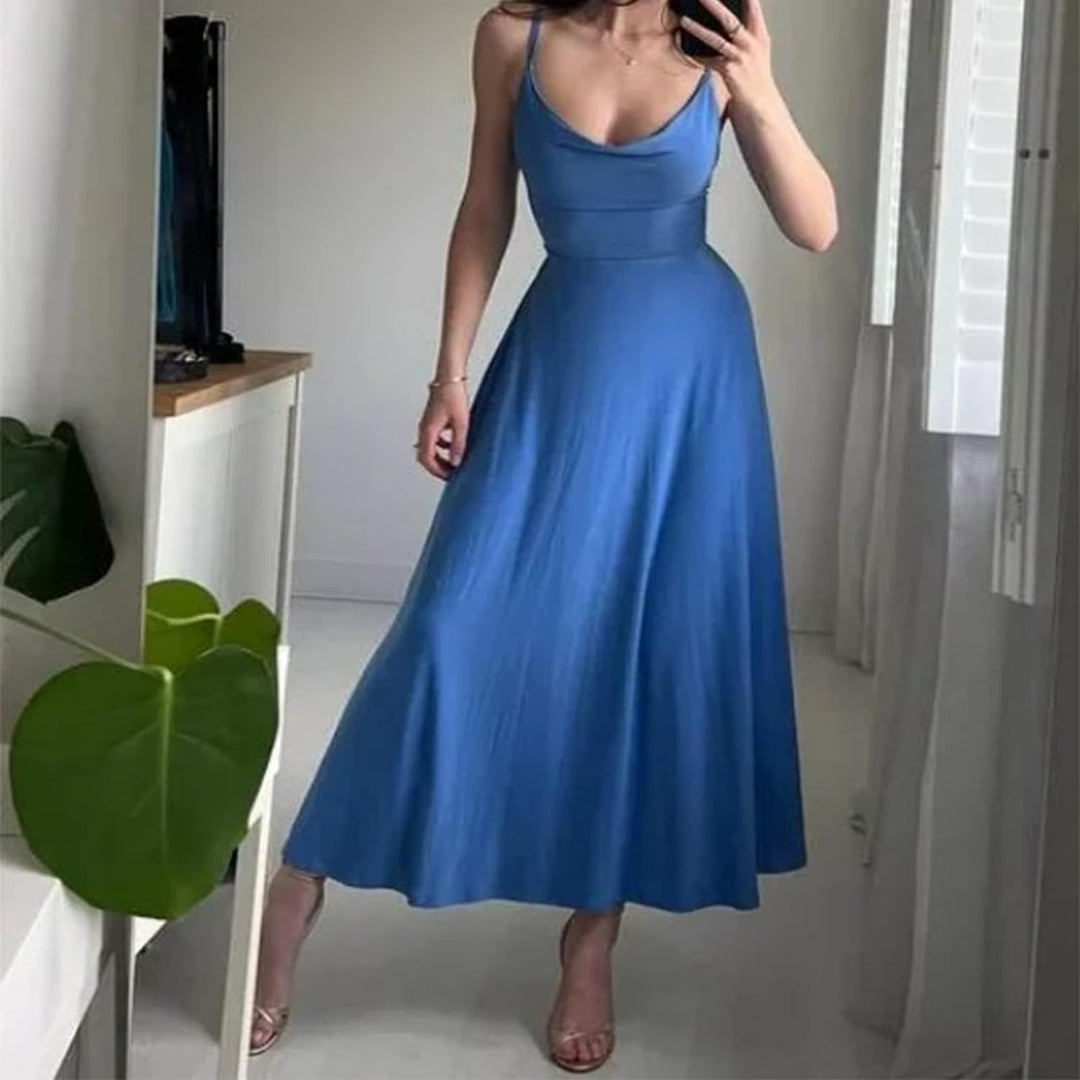 Levoire | Robe longue drapée dans le dos avec soutien-gorge intégré Bleu
