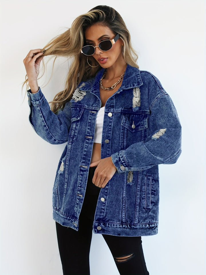 Levoire | Veste En Jean Grise À Manches Longues Et À Coupe Ample