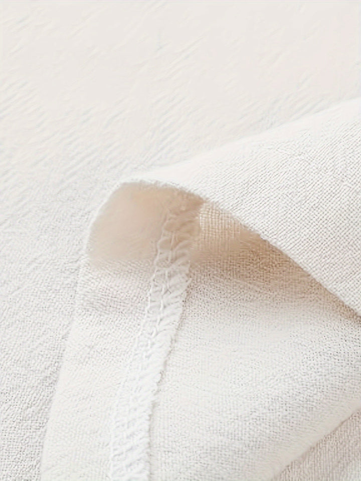 Levoire | T-Shirt Henley À Manches Longues En Mélange Coton-Lin Printemps/Automne