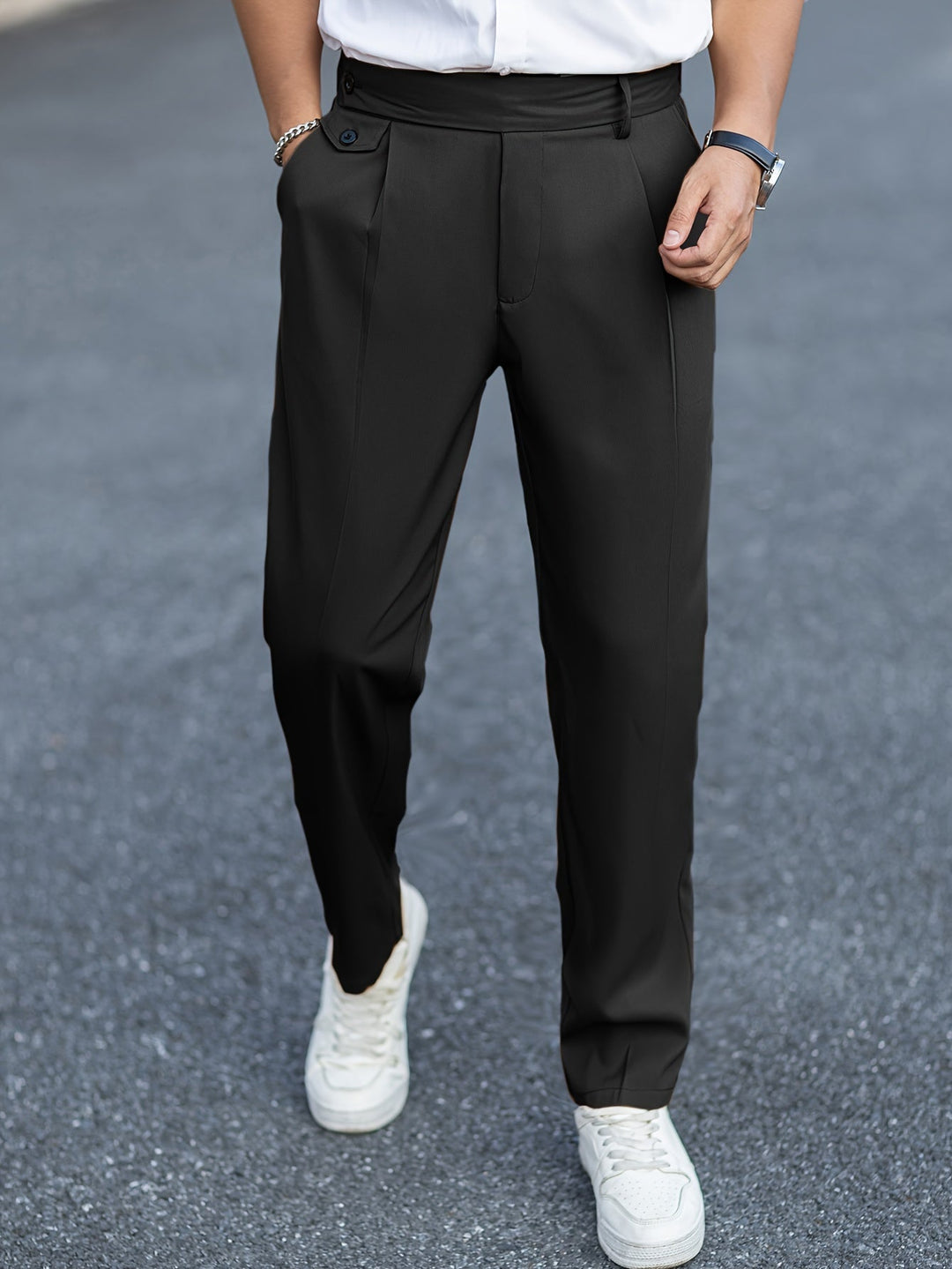Levoire | Pantalon En Polyester De Style Cueilleur De Raisin Avec Détail À Boutons Noir