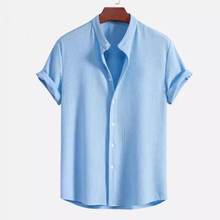 Levoire | Chemise Col Montant Côtelé, Coupe Musclée