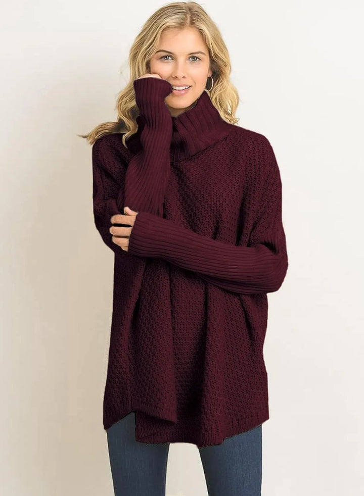 Levoire | Femme Grande Taille Col Montant Manches Longues Loisirs Pull Tricot Tunique Sweat-Shirt
