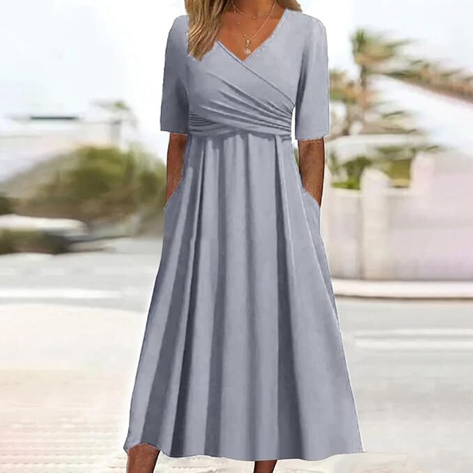 Levoire | Robe Femme À Col En V Et À Manches Courtes