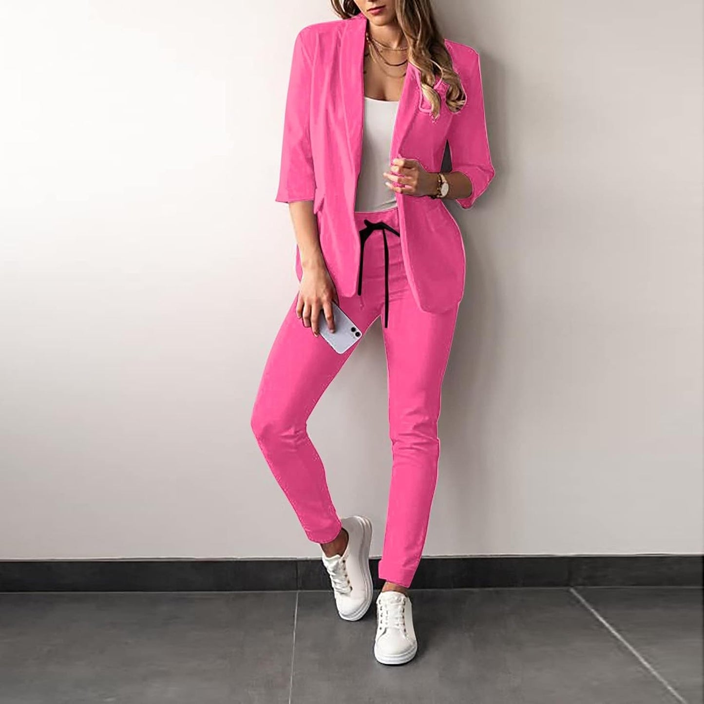 Levoire | Blazer With Notched Collar And Slim Pants In A Two Piece Set Rosa