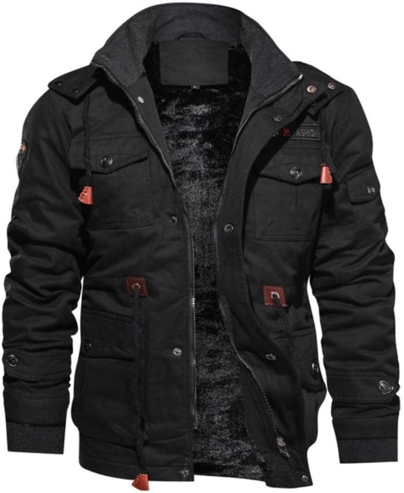Levoire | Style Militaire Manteau Doublé Noir (Seulement 8 unités restantes)