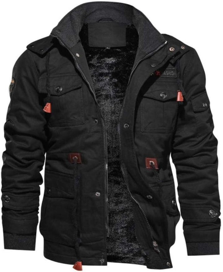 Levoire | Style Militaire Manteau Doublé Noir (Seulement 8 unités restantes)