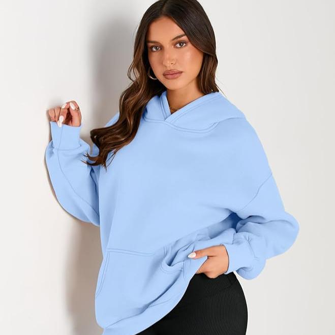 Levoire | Sweat à capuche long avec poches Bleu