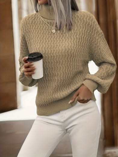Levoire | Pull Col Montant En Laine En Tricot Épais Pour Femmes Chaleur Et Légèreté Élégance Braun