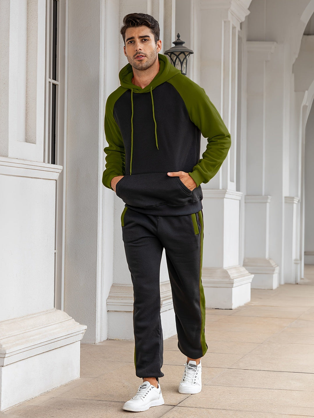 Levoire | Sweat à capuche à manches longues et pantalon long de sport Vert