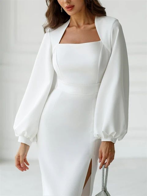 Levoire | Robe crayon élégante et drapée Blanche