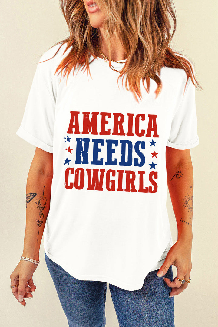 Levoire | Graphique de lettres Col rond T-shirt à manches courtes Blanc