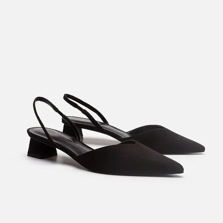 Levoire | Talons Confortables Sans Bride Avec Fines Bretelles Noir