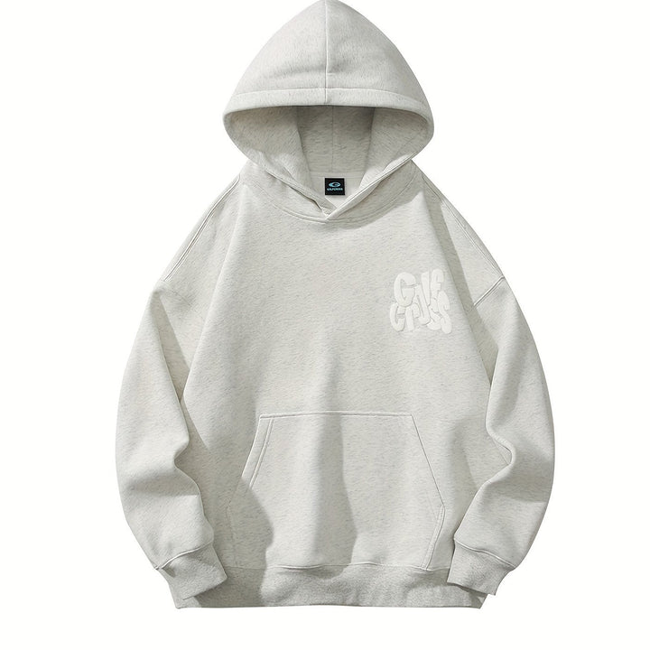 Levoire | Sweat À Capuche Homme De Style Kattyyli Avec Capuche Et Poche Kangourou Fleur blanche Grise