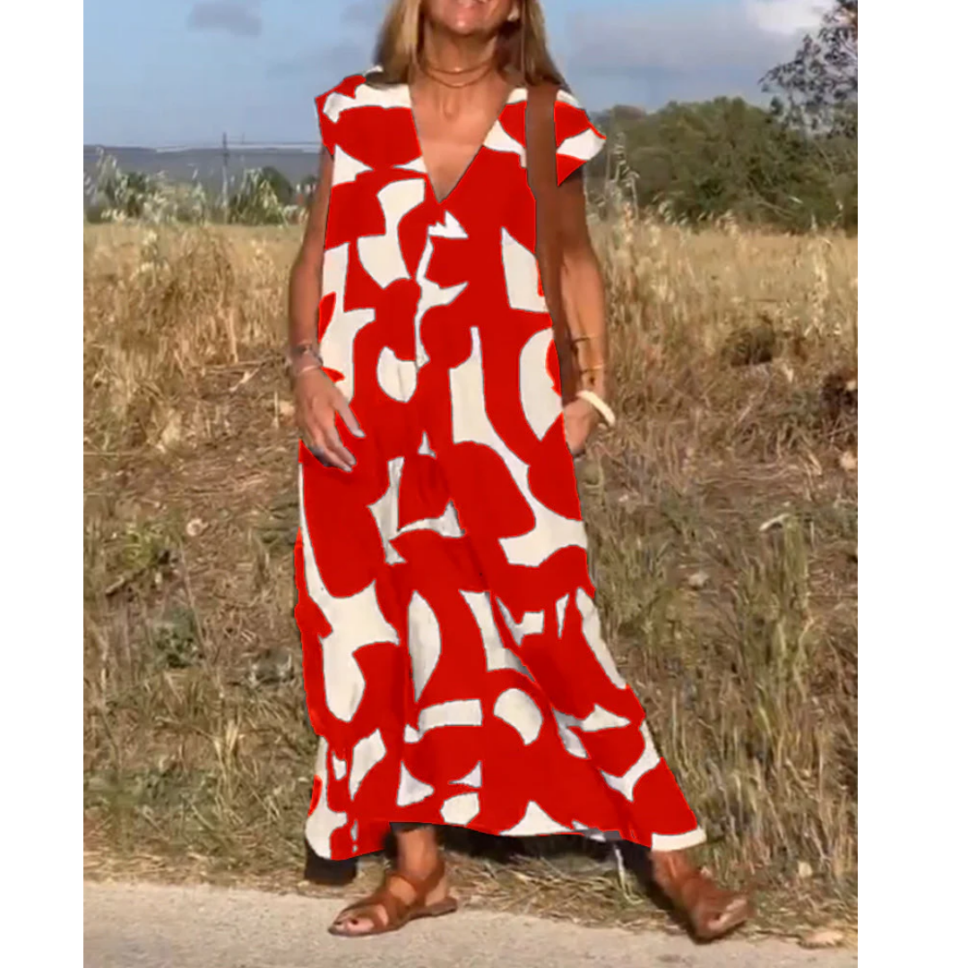 Levoire | Robe Midi À Col V Pour Femmes Rot