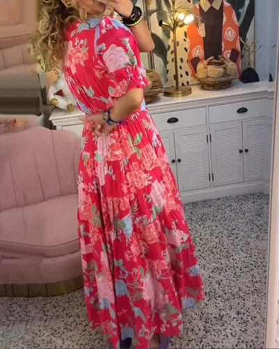 Levoire | Robe à col en V avec imprimé floral