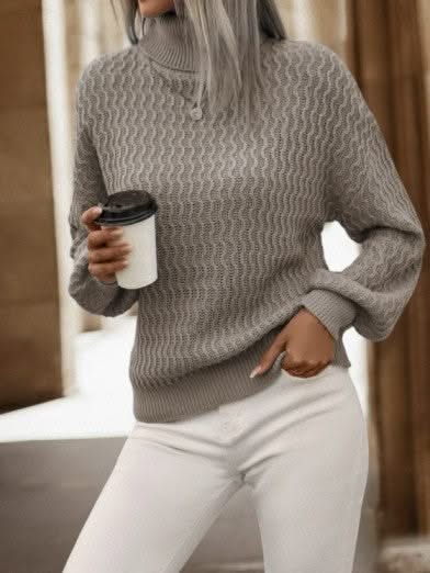 Levoire | Pull Col Montant En Laine En Tricot Épais Pour Femmes Chaleur Et Légèreté Élégance Gris foncé