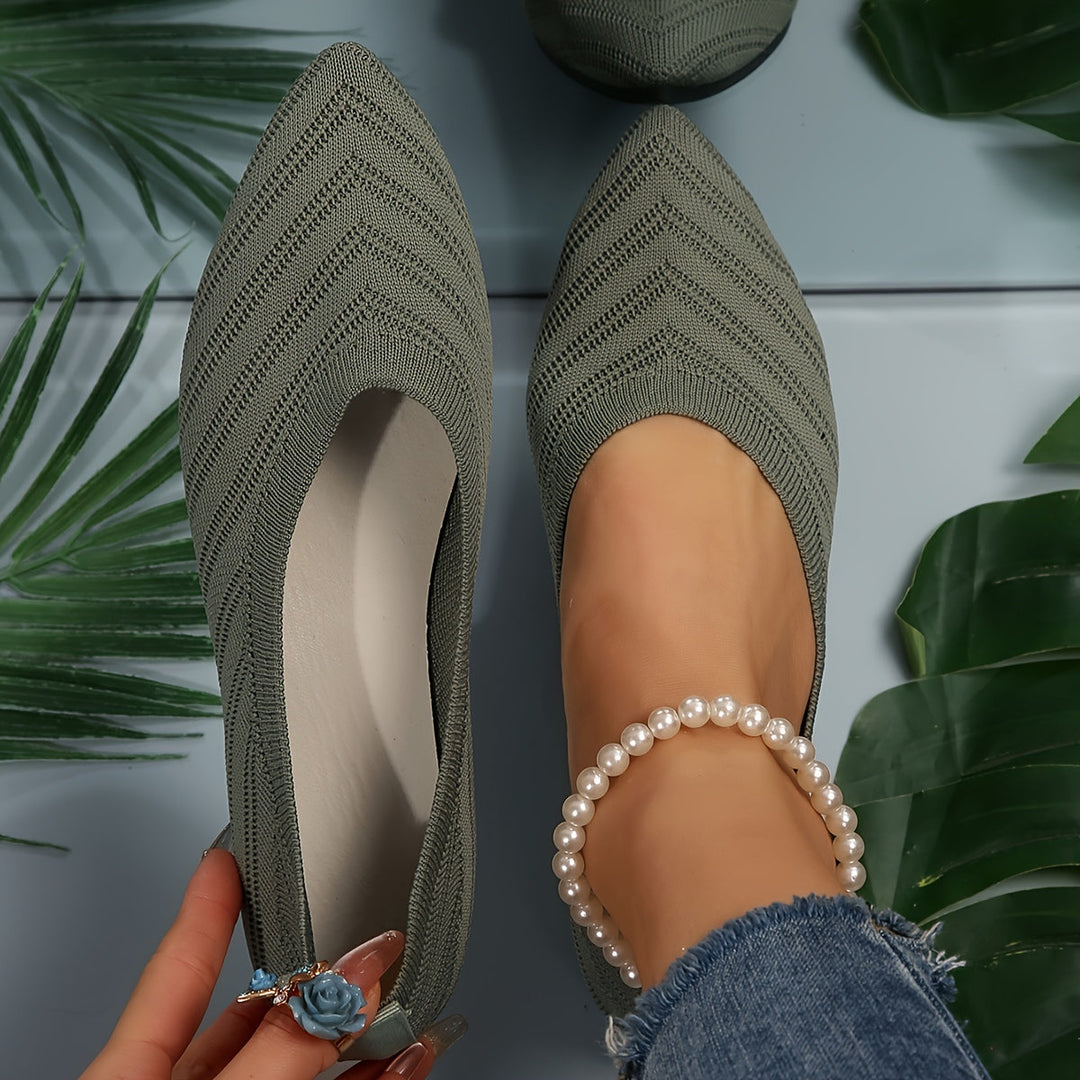 Levoire | Comfortable Pointed Toe Glide Shoes Olive verte