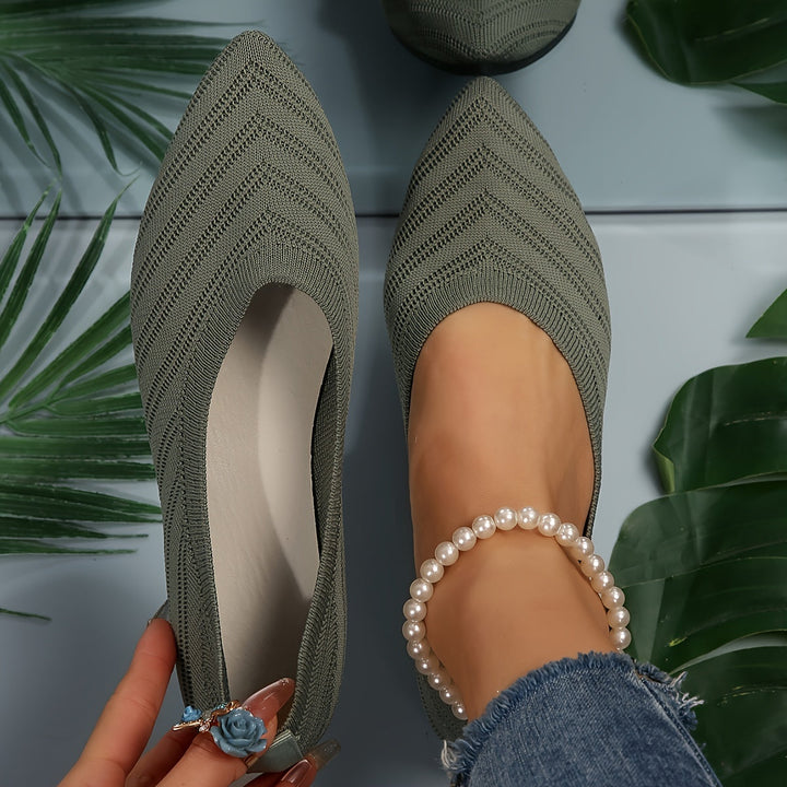 Levoire | Comfortable Pointed Toe Glide Shoes Olive verte