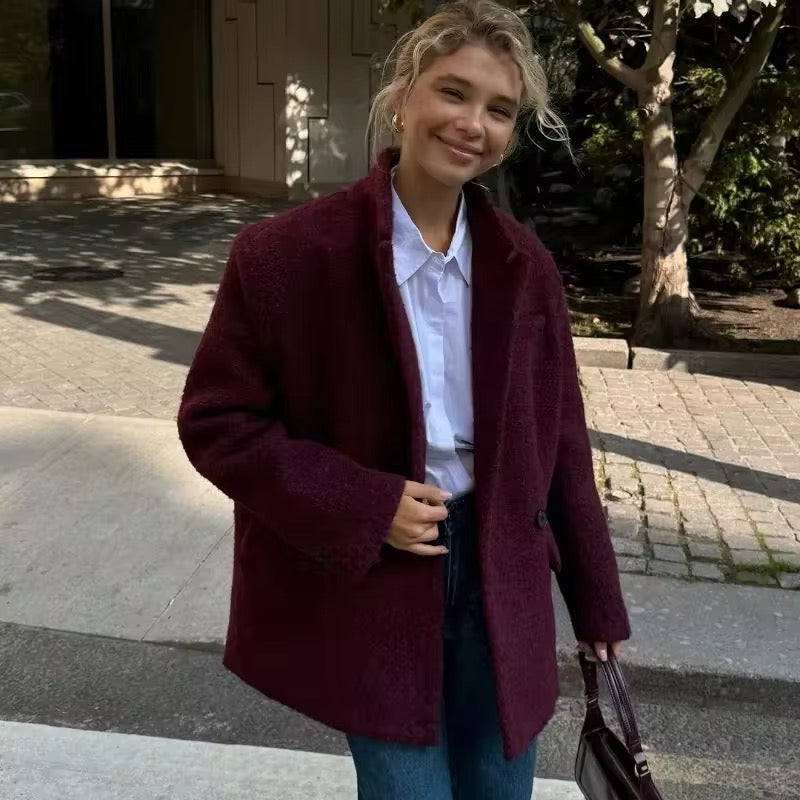 Levoire | Manteau En Laine Élégant En Bordeaux