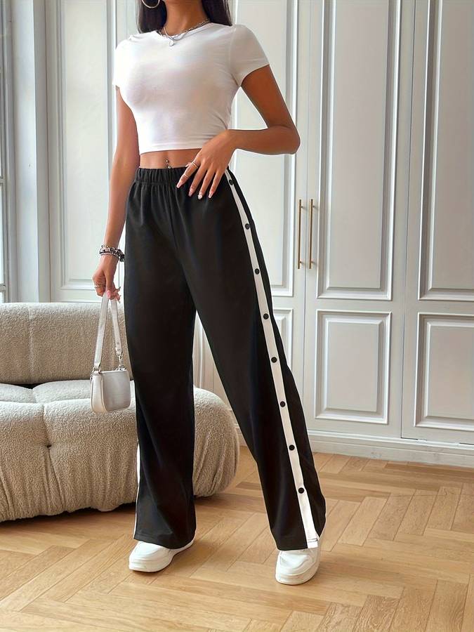Levoire | Pantalons De Corps Avec Taille Élastique Et Boutons Noir