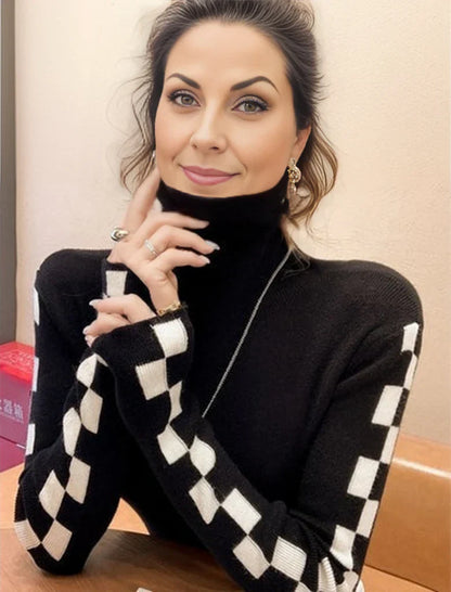 Levoire | T-Shirt Élégant À Carreaux Avec Manches Longues