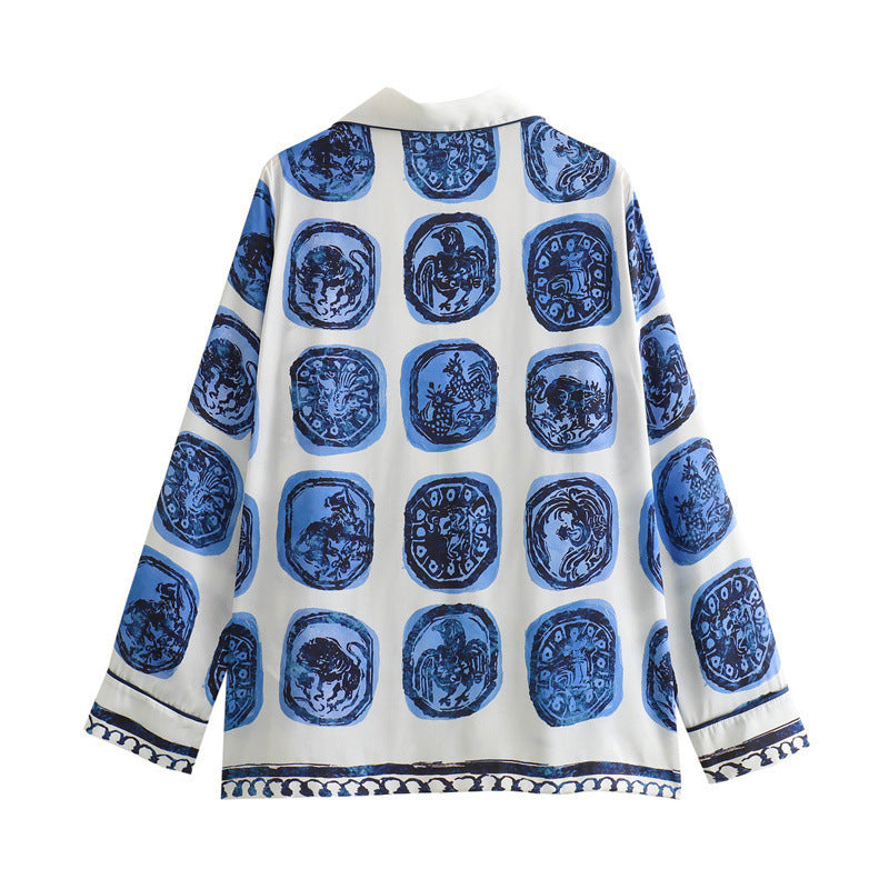 Levoire | Chemise Imprimée Avec Pantalon Large Ensemble Deux Pièces