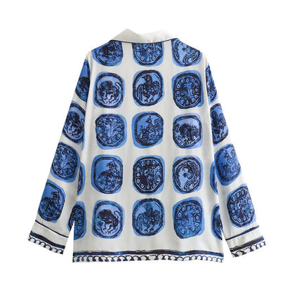 Levoire | Chemise Imprimée Avec Pantalon Large Ensemble Deux Pièces