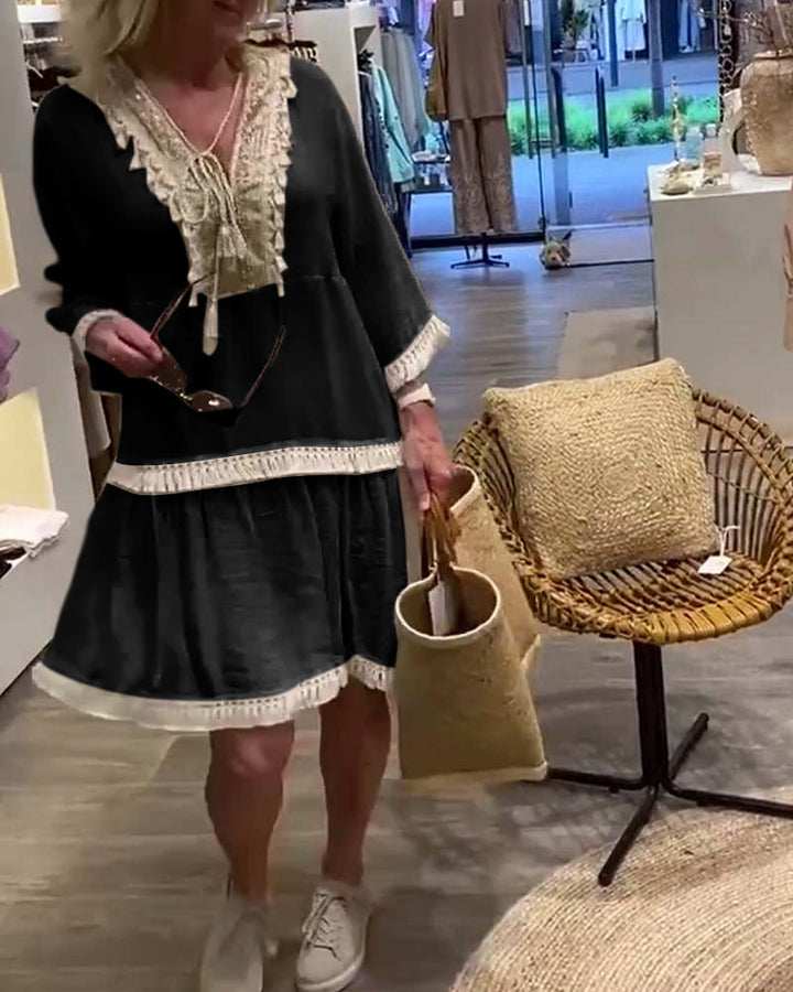 Levoire | Robe D'Été Femme À Décolleté En V Noir